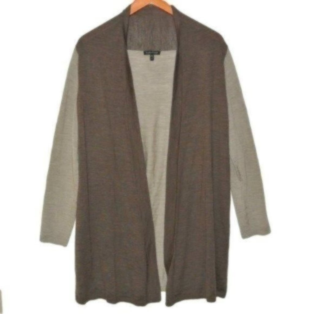 Eileen Fisher Colorblock Cardigan Merino Wool M